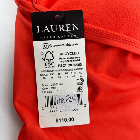 LAUREN Ralph Lauren Lace-Up Tubini Top & Hipster Bikini Bottoms Set Sunset 16 - Picture 9 of 10